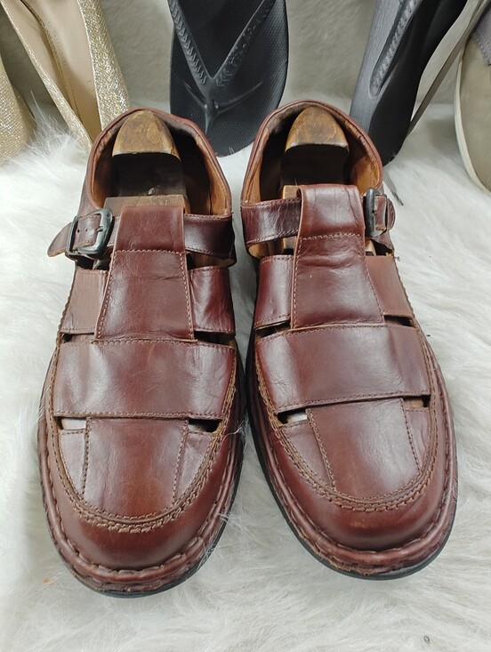 Josef Seibel Brown Leather Fisherman Sandals Buckle Closure Comfort Men’s EU 45